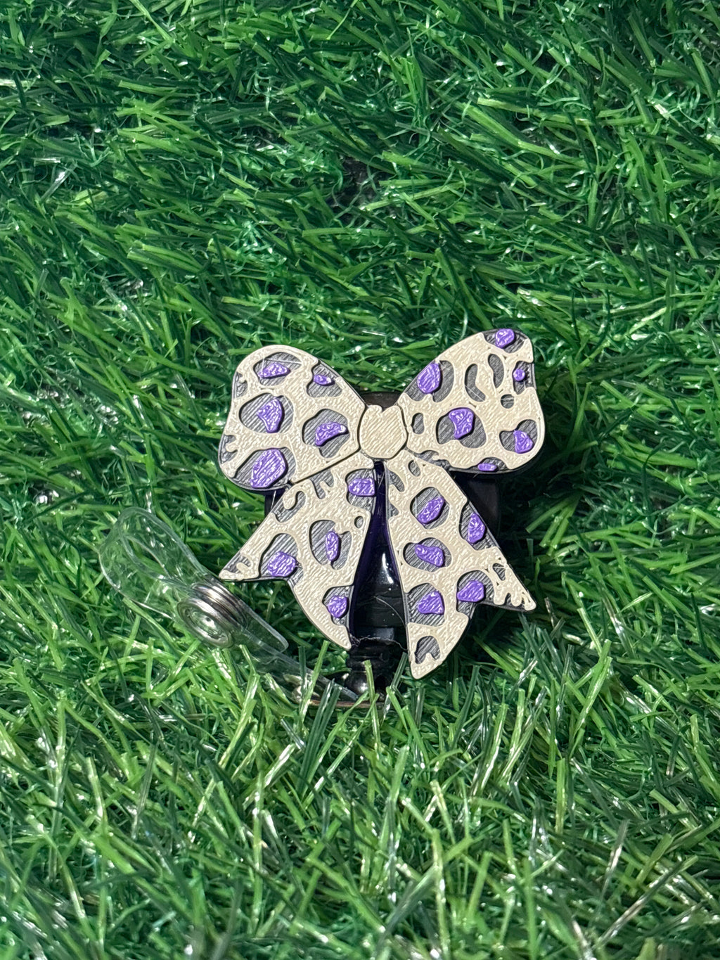 Leopard Bow Badge Reel