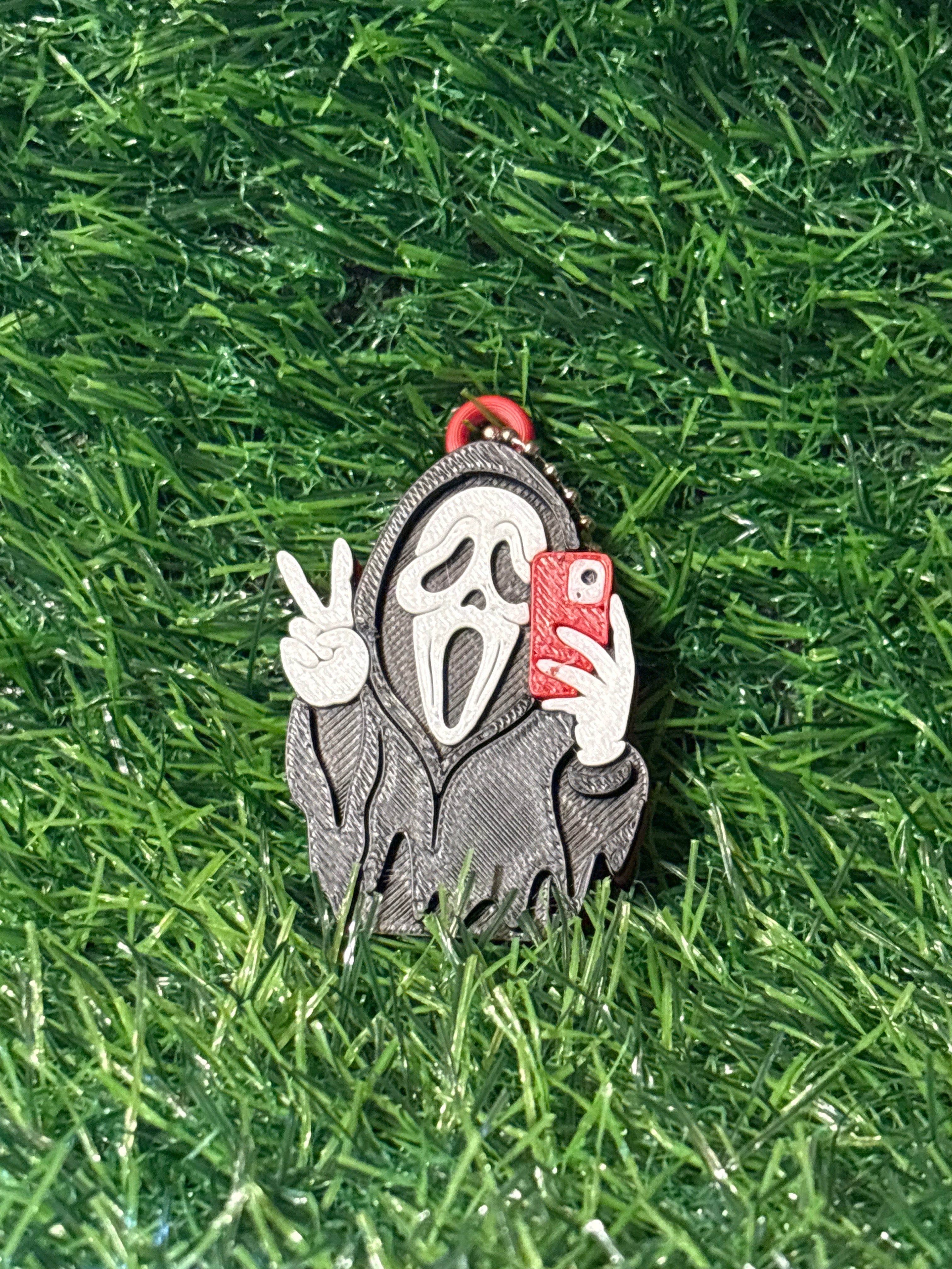 Ghost Face Peace Sign Badge Reel