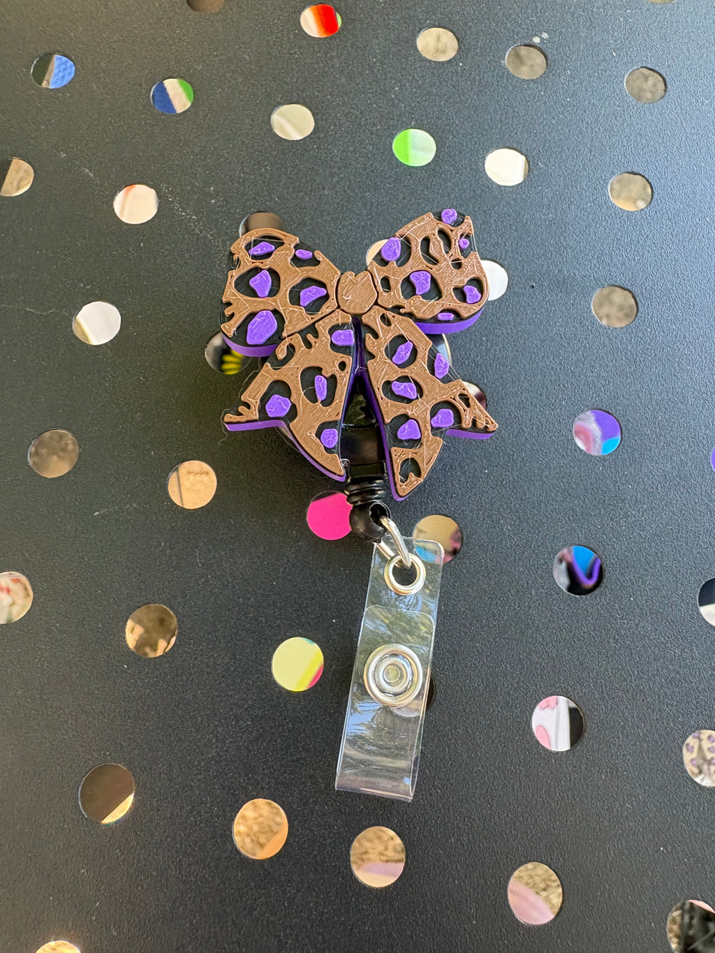 Leopard Bow Badge Reel