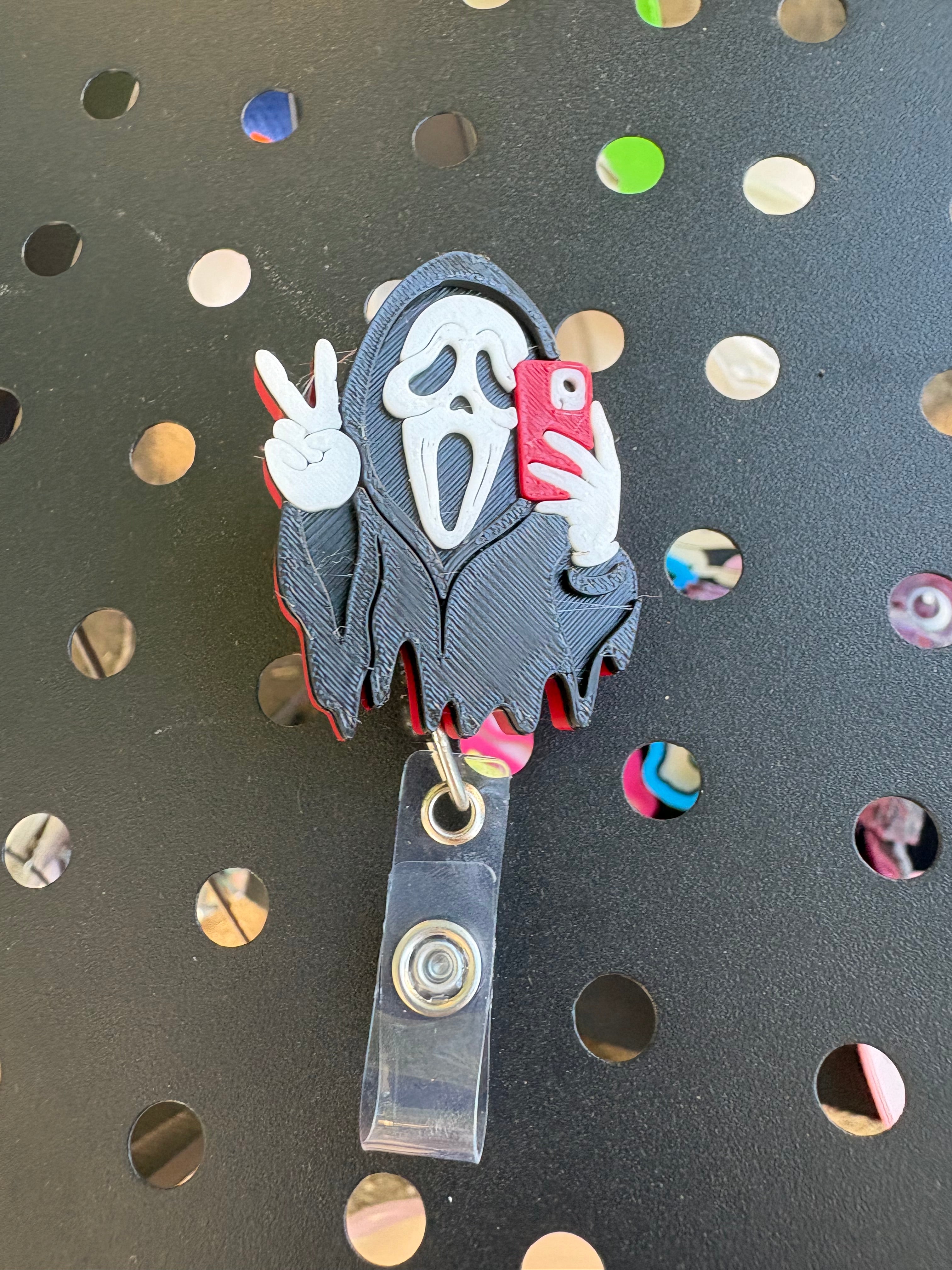 Ghost Face Peace Sign Badge Reel