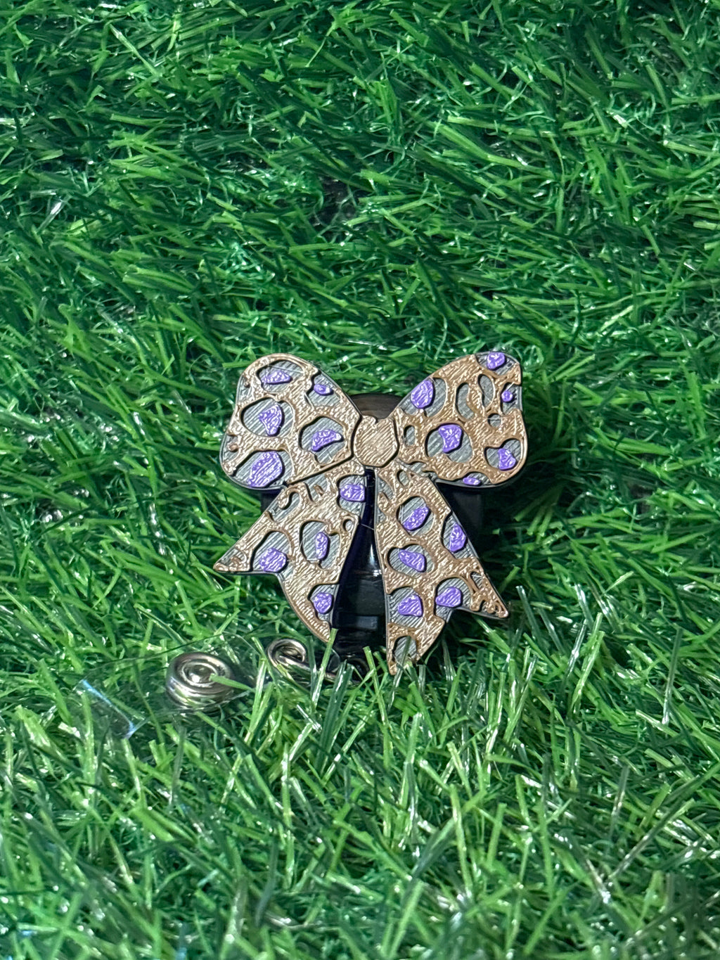 Leopard Bow Badge Reel