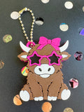 Highland Cow Pink Bow Tab Opener