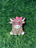 Highland Cow Pink Bow Tab Opener