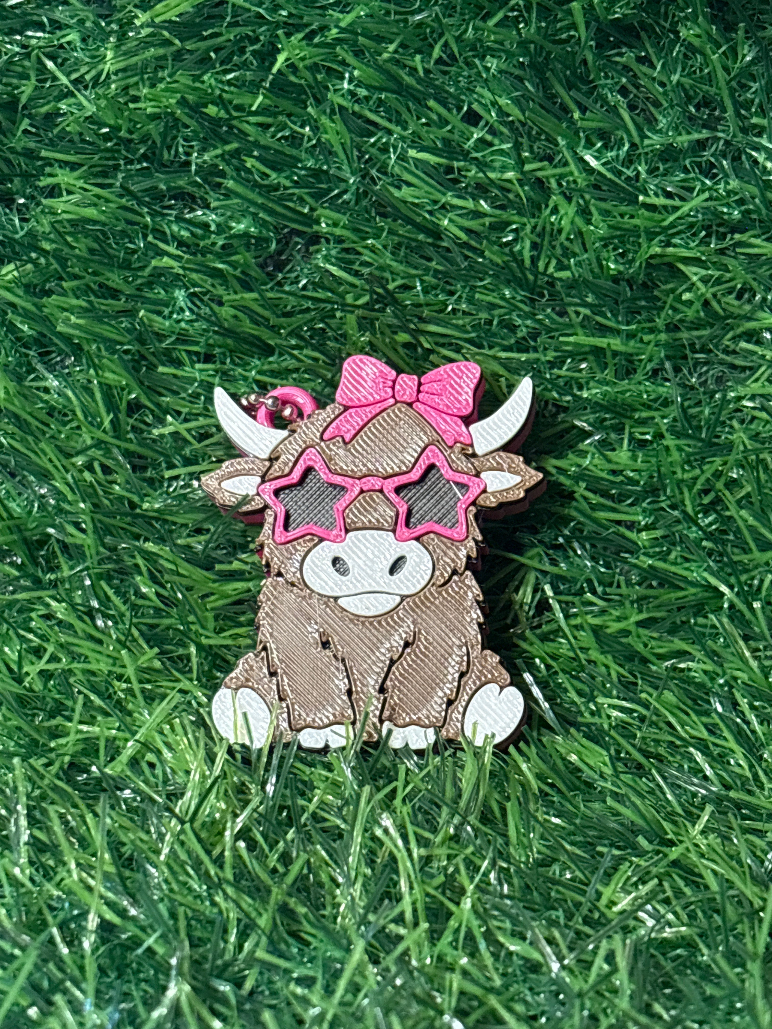 Highland Cow Pink Bow Tab Opener