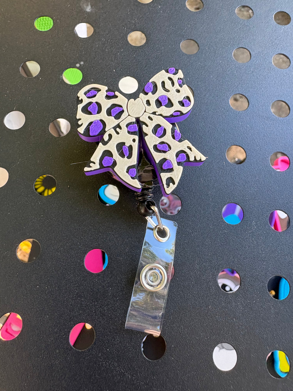 Leopard Bow Badge Reel