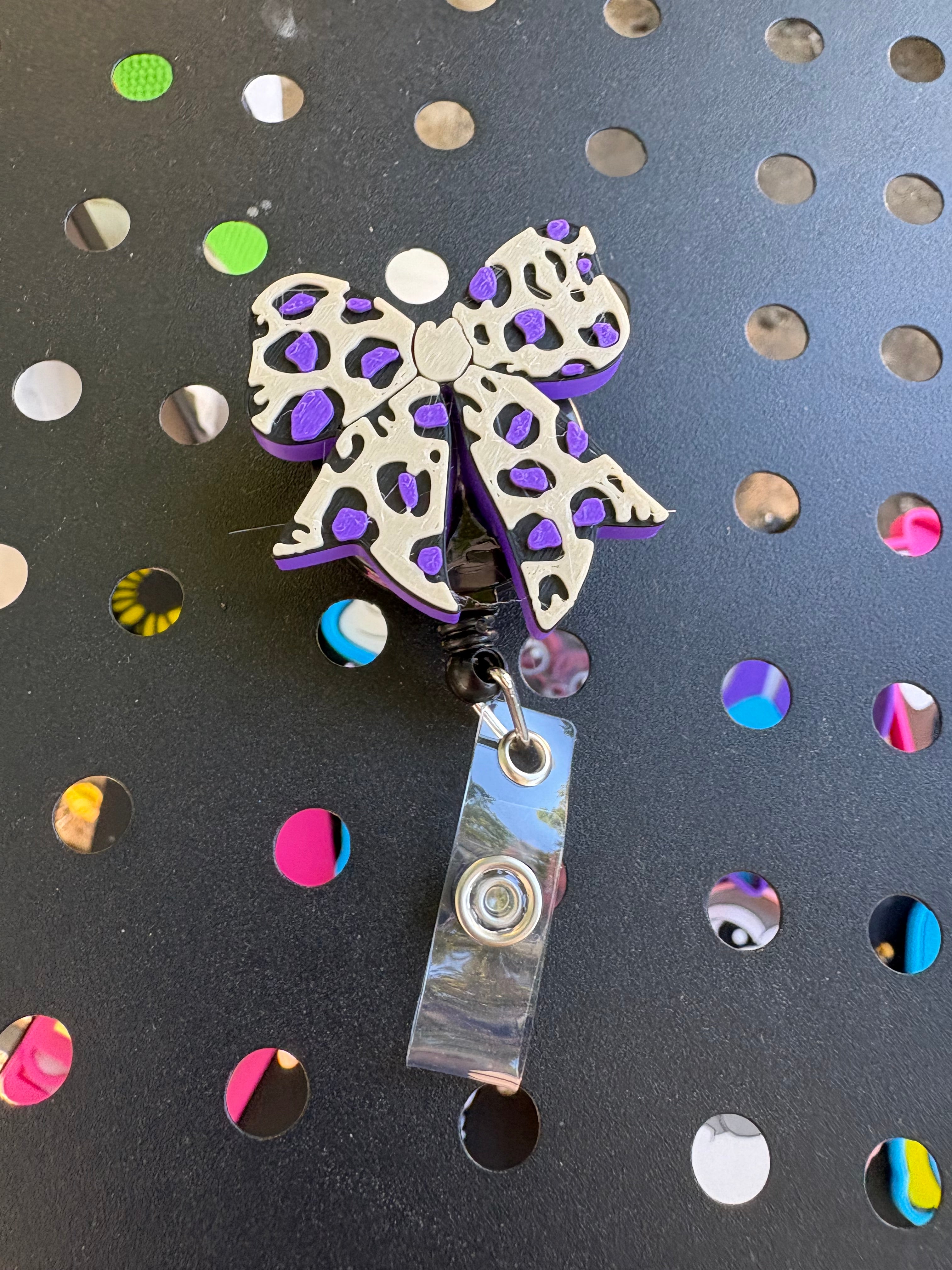Leopard Bow Badge Reel
